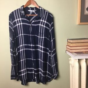 Old Navy classic shirt button down blue plaid xl